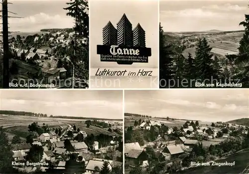 AK / Ansichtskarte Tanne Harz Panorama von der Badeanstalt und vom Kapitelsberg Kleine Bergstrasse Blick vom Ziegenkopf Kat. Tanne Harz