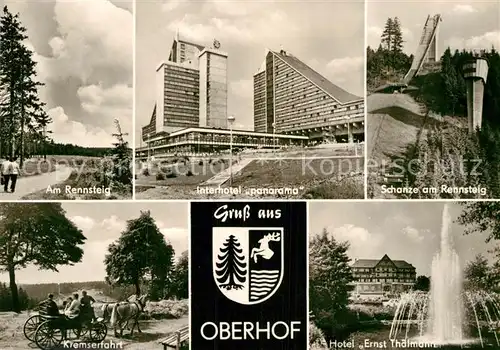 AK / Ansichtskarte Oberhof Thueringen Am Rennsteig Interhotel Panorama Schanze am Rennsteig Kremserfahrt Hotel Ernst Thaelmann Kat. Oberhof Thueringen