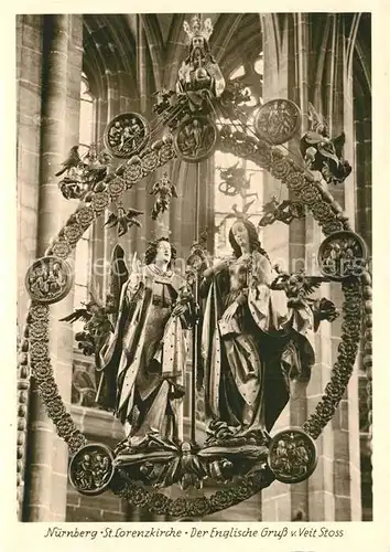 AK / Ansichtskarte Nuernberg Lorenzkirche Englische Gruss Veit Stoss Kat. Nuernberg