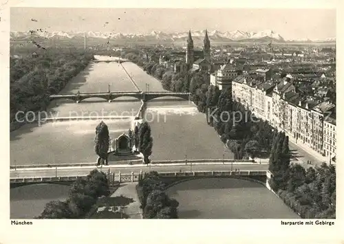 AK / Ansichtskarte Muenchen Isarpartie mit Gebirge Kat. Muenchen