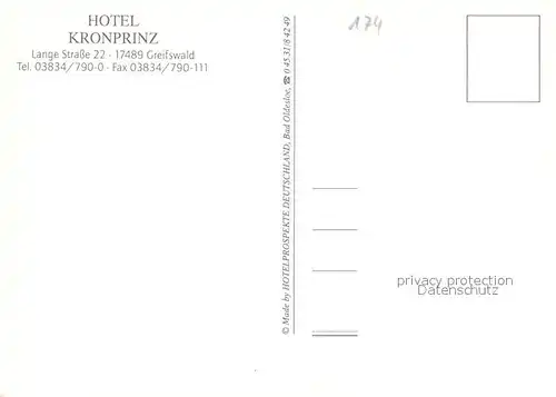 AK / Ansichtskarte Greifswald Hotel Kronprinz