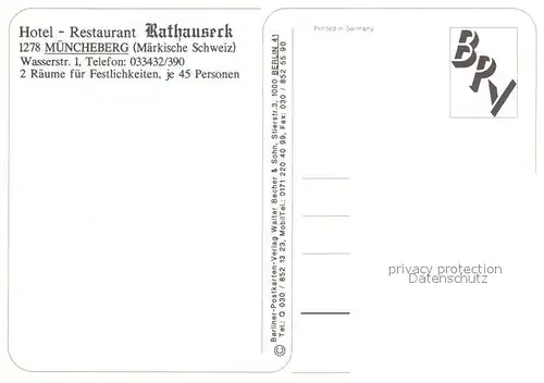 AK / Ansichtskarte Muencheberg Hotel Restaurant Rathauseck Kat. Muencheberg
