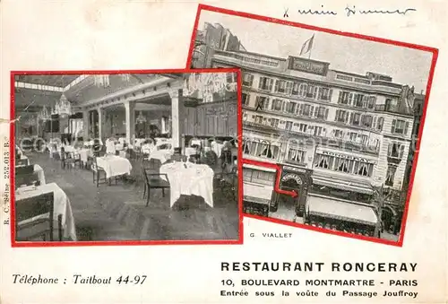 AK / Ansichtskarte Paris Restaurant Ronceray  Kat. Paris