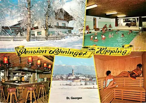 AK / Ansichtskarte St Georgen Attergau Pension Lohninger Bar Hallenbad Teilansicht Sauna Kat. Voecklabruck