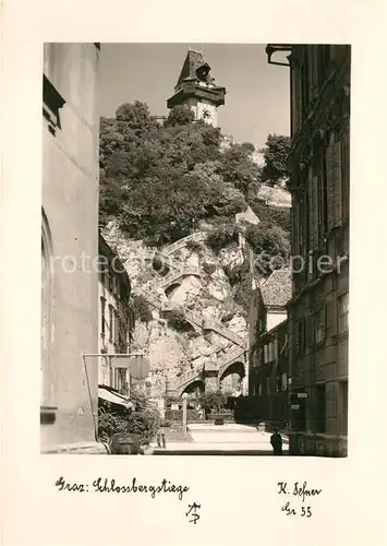 AK / Ansichtskarte Graz Steiermark Schlossbergstiege Uhrturm Kat. Graz