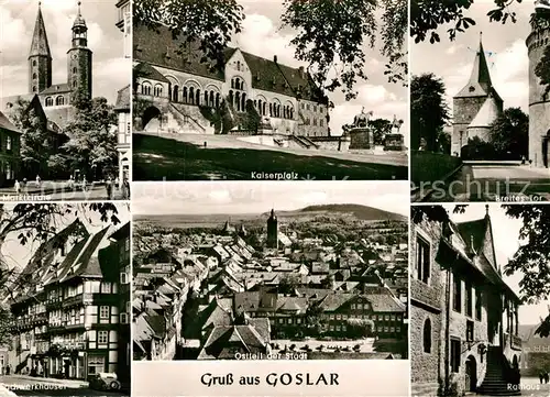 AK / Ansichtskarte Goslar Marktkirche Fachwerkhaeuser Kaiserpfalz Stadtpanorama Breites Tor Rathaus Kat. Goslar