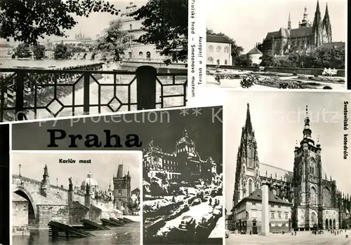 AK / Ansichtskarte Praha Prahy Prague Hrad Muzeum Terasa u jizdarny Katedrala Karluv most Kat. Praha