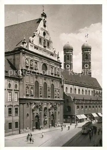AK / Ansichtskarte Muenchen Neuhauser Strasse mit Michaelskirche und Frauentuerme Frauenkirche Kat. Muenchen