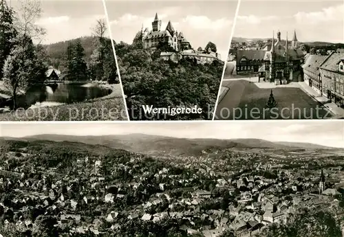 AK / Ansichtskarte Wernigerode Harz Weiher Schloss Marktplatz Panorama Kat. Wernigerode