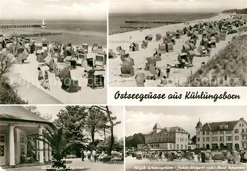 AK / Ansichtskarte Kuehlungsborn Ostseebad Strandpartien Lesehalle im Kurgarten FDGB Erholungsheim Jochen Weigert und Hans Schwerin Kat. Kuehlungsborn