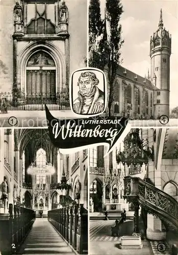 AK / Ansichtskarte Wittenberg Lutherstadt Thesentuer Schlosskirche Luthers Grab Kat. Wittenberg