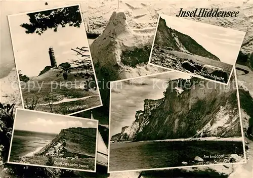 AK / Ansichtskarte Insel Hiddensee Leuchtturm Steilkueste beim Swanti Swahlewit Schlucht Am Enddorn Kat. Insel Hiddensee