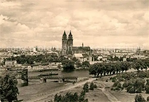 AK / Ansichtskarte Magdeburg Panorama mit Kirche Kat. Magdeburg