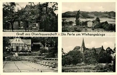 AK / Ansichtskarte Oberbauerschaft Buende Westfalen Wiehengebirge Kirche Baeckerei W. Bringewatt Kat. Huellhorst