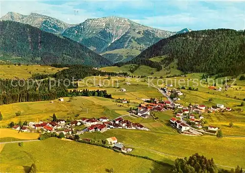 AK / Ansichtskarte Steibis Fliegeraufnahme mit Rindalphorn und Hochgrat Kat. Oberstaufen