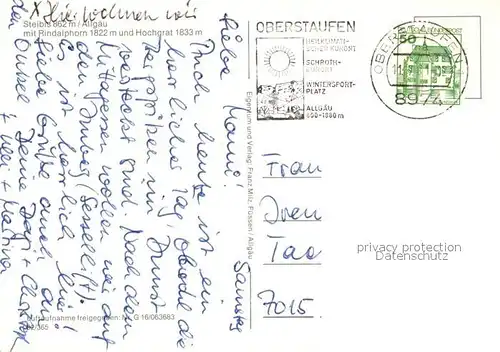 AK / Ansichtskarte Steibis Fliegeraufnahme mit Rindalphorn und Hochgrat Kat. Oberstaufen