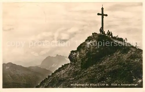 AK / Ansichtskarte Unterwoessen Hochgerngipfel Gipfelkreuz Blick aufs Kaisergebirge Kat. Unterwoessen