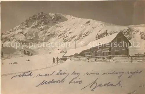 AK / Ansichtskarte Klosters GR Seetalhuette im Zirbitzgebiet Winterpanorama Silvretta Kat. Klosters