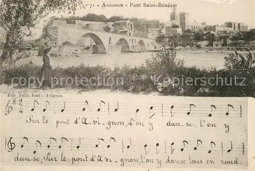 AK / Ansichtskarte Avignon Vaucluse Pont Saint Benezet Chanson Notes Kat. Avignon