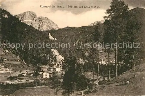 AK / Ansichtskarte Canazei Suedtirol Panorama mit Sella Dolomiten Kat. 