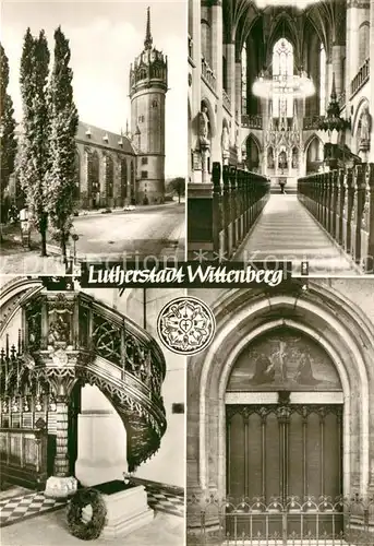 AK / Ansichtskarte Wittenberg Lutherstadt Schlosskirche mit Thesentuer Luthers Grab Schlosskirche Thesentuer Kat. Wittenberg