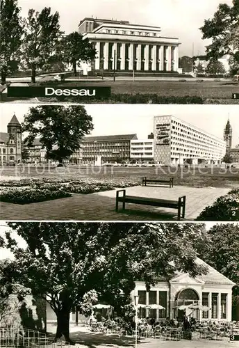AK / Ansichtskarte Dessau Rosslau Landestheater Wilhelm Pieck Strasse Teehaeuschen Stadtpark HOG und Intim Bar Kat. Dessau Rosslau