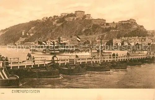 AK / Ansichtskarte Koblenz Rhein Festung Ehrenbreitstein Schiffbruecke Kat. Koblenz