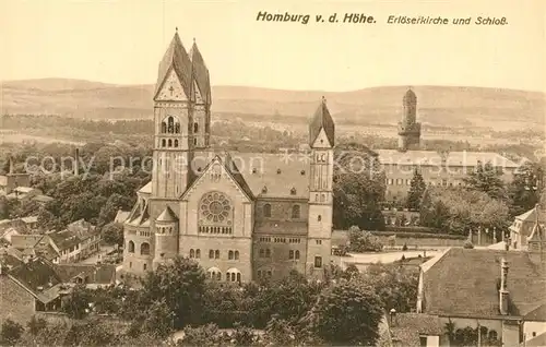 AK / Ansichtskarte Bad Homburg Erloeserkirche und Schloss Kat. Bad Homburg v.d. Hoehe