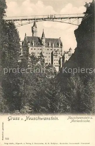 AK / Ansichtskarte Hohenschwangau Schloss Neuschwanstein und Marienbruecke Kat. Schwangau