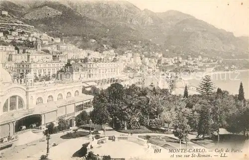 AK / Ansichtskarte Monte Carlo Cafe de Paris e vue sur St Roman Kat. Monte Carlo