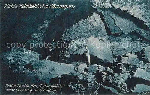 AK / Ansichtskarte Uftrungen Hoehle Heimkehle Grosse Esse in der Bergschmiede mit Blasebalg und Amboss Kat. Uftrungen