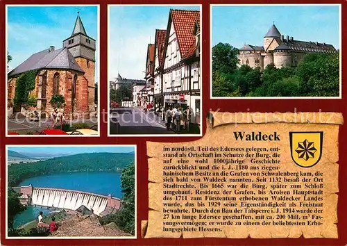 AK / Ansichtskarte Waldeck Edersee Schlossstrasse Schloss Waldeck Staumauer mit Edersee