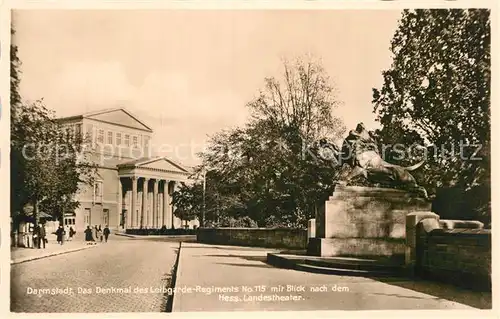 AK / Ansichtskarte Darmstadt Denkmal Leibgarde Regiment No. 115 Landestheater  Kat. Darmstadt