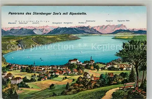 AK / Ansichtskarte Starnbergersee Panorama Alpenkette  Kat. Starnberg