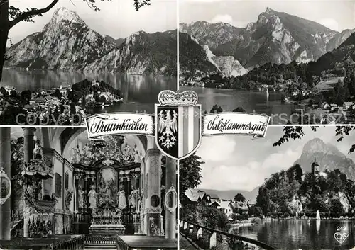 AK / Ansichtskarte Traunkirchen Panorama Traunsee mit Traunstein Winkl Kirchen mit Fischerkanzel Alpen Kat. Traunkirchen