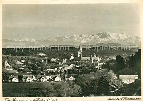 AK / Ansichtskarte Kaufbeuren Stadtpanorama mit Kirche Blick auf Zugspitze Alpen Kat. Kaufbeuren