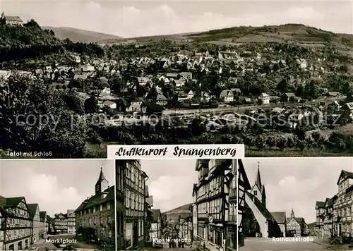 AK / Ansichtskarte Spangenberg Hessen Total mit Schloss Marktplatz Klosterstrasse Rathausstrasse Kat. Spangenberg