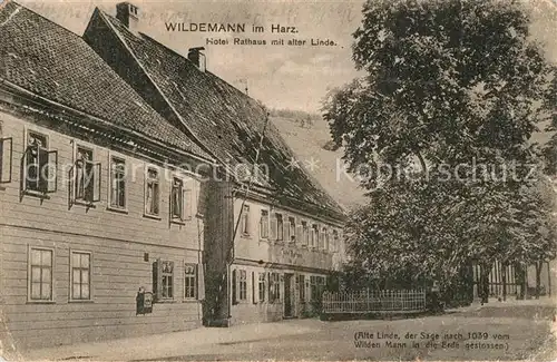 AK / Ansichtskarte Wildemann Hotel Rathaus mit alter Linde Kat. Wildemann Harz