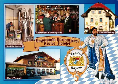 AK / Ansichtskarte Zwiesel Niederbayern Bayerwald Baerwurzerei Hieke Wappen Koenig Ludwig Kat. Zwiesel