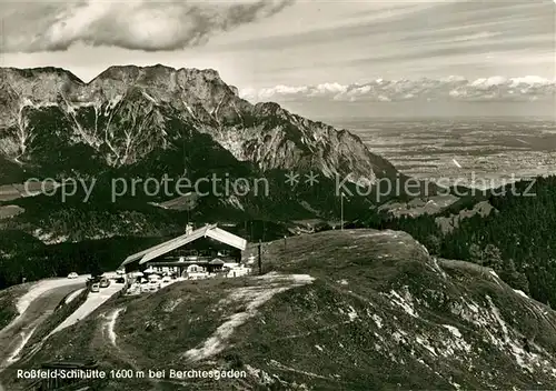 AK / Ansichtskarte Rossfeldhuette Berghaus Schihuette Untersberg Fernsicht Berchtesgadener Alpen Kat. Berchtesgaden