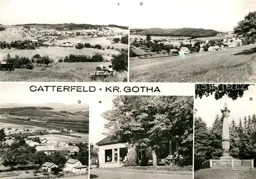 AK / Ansichtskarte Catterfeld Landschaftspanorama Blick zum Inselsberg Konsum Warenhaus Kandelaber Denkmal Kat. Leinatal