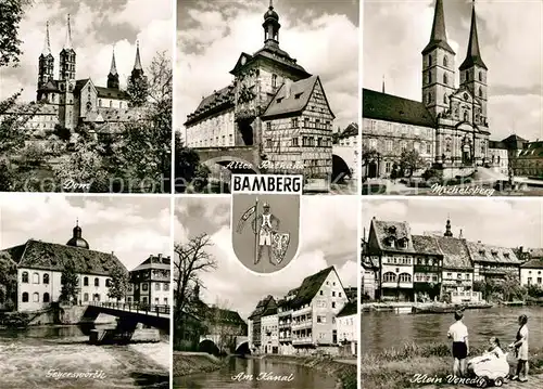 AK / Ansichtskarte Bamberg Dom Altes Rathaus Michelsberg Seyenswoerth Am Kanal Klein Venedig Kat. Bamberg