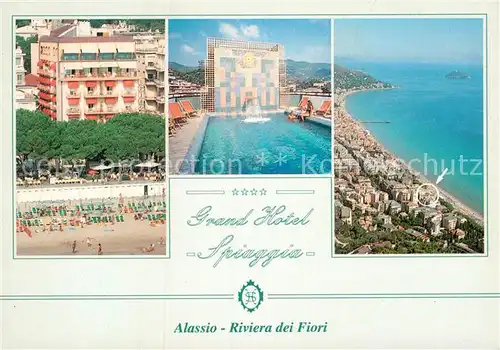 AK / Ansichtskarte Alassio Grand Hotel Strand Fliegeraufnahme Kat. 