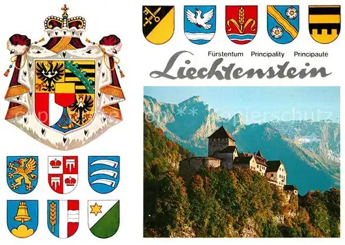 AK / Ansichtskarte Liechtenstein  Fuerstenturm Schloss Vaduz Wappen Kat. Liechtenstein