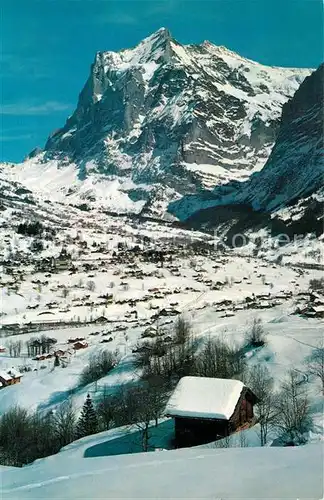 AK / Ansichtskarte Grindelwald Winterpanorama mit Wetterhorn Berner Alpen Kat. Grindelwald