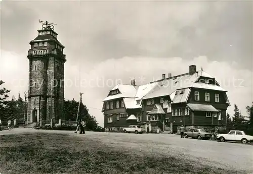 AK / Ansichtskarte Wildenthal Eibenstock Aussichtsturm und Berghotel auf dem Auersberg