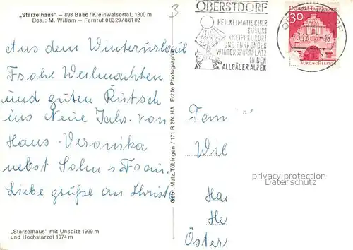 AK / Ansichtskarte Baad Mittelberg Kleinwalsertal Starzelhaus mit Unspitz und Hochstarzel Kat. Mittelberg