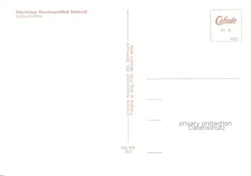 AK / Ansichtskarte Detmold Fliegeraufnahme Fuerstliches Residenzschloss Kat. Detmold