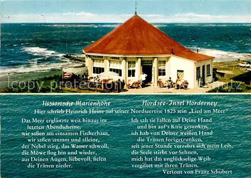 AK / Ansichtskarte Norderney Nordseebad Marienhoehe Lied am Meer von Heinrich Heine Kat. Norderney