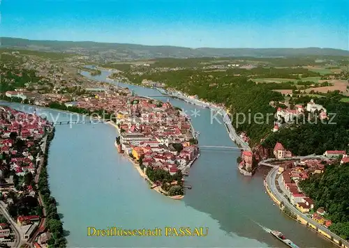 AK / Ansichtskarte Passau Fliegeraufnahme Dreifluessestadt Inn Donau Ilz Kat. Passau